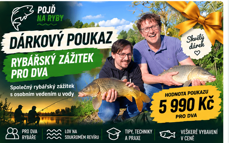 Dárkový poukaz – Rybářský zážitek pro dva, 6 hodin